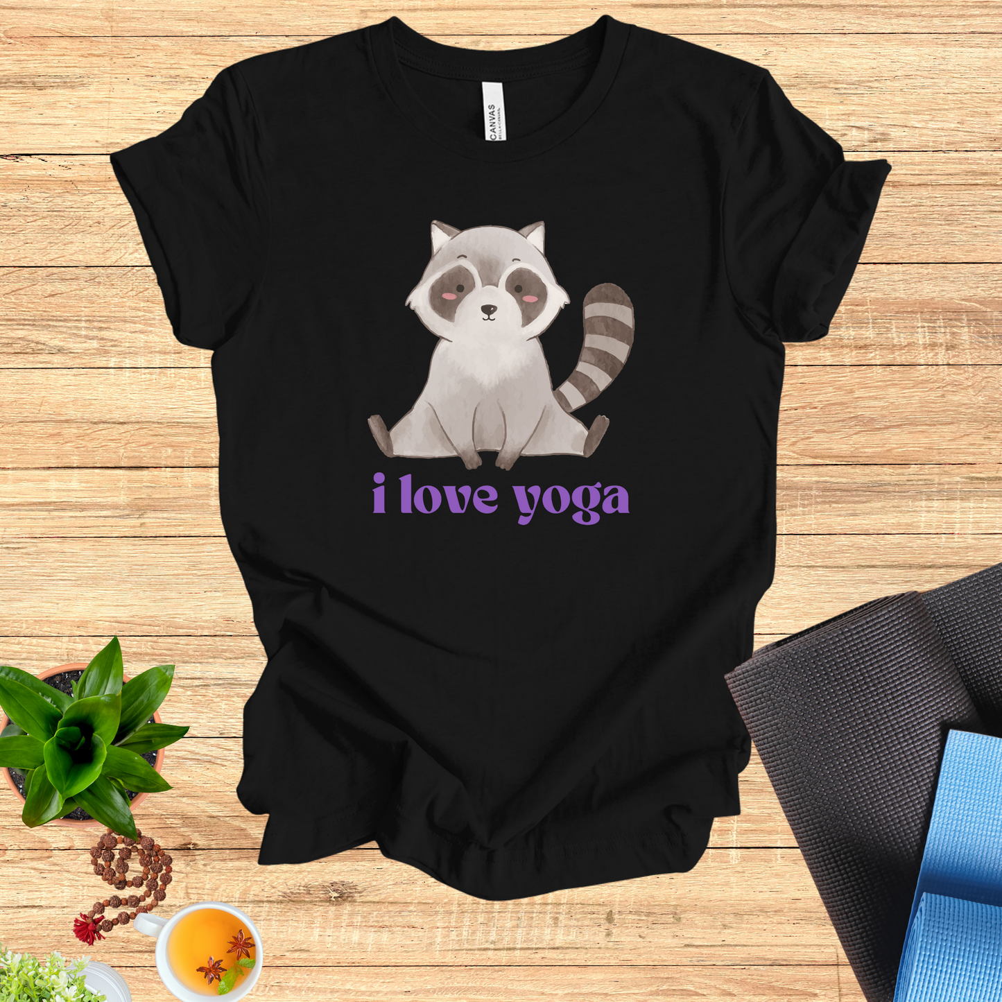 "I Love Yoga" Raccoon Tee