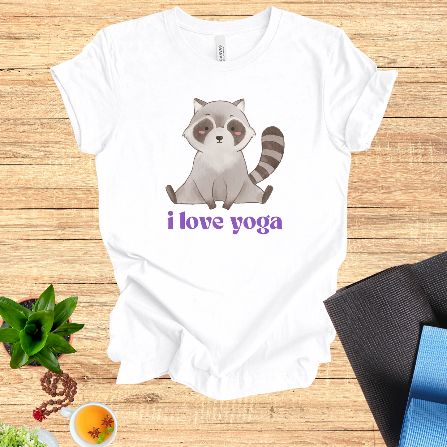 "I Love Yoga" Raccoon Tee